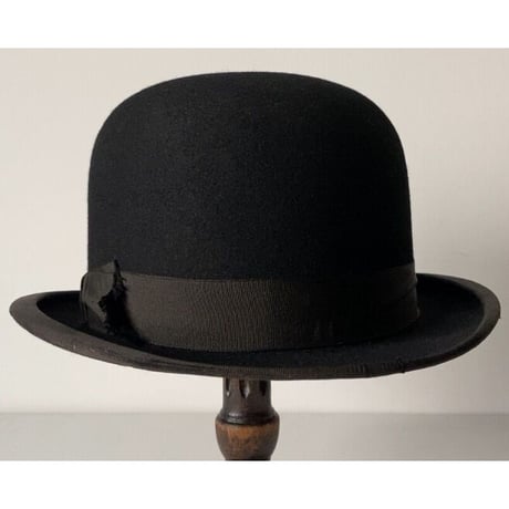 Teikokuhat co  帝国ハット HOKWAN BRAND  ヴィンテージボーラーハット ユニセックス 頭周約58.5cm ブラック  シルクハット 山高帽  紙タグ付きの美品