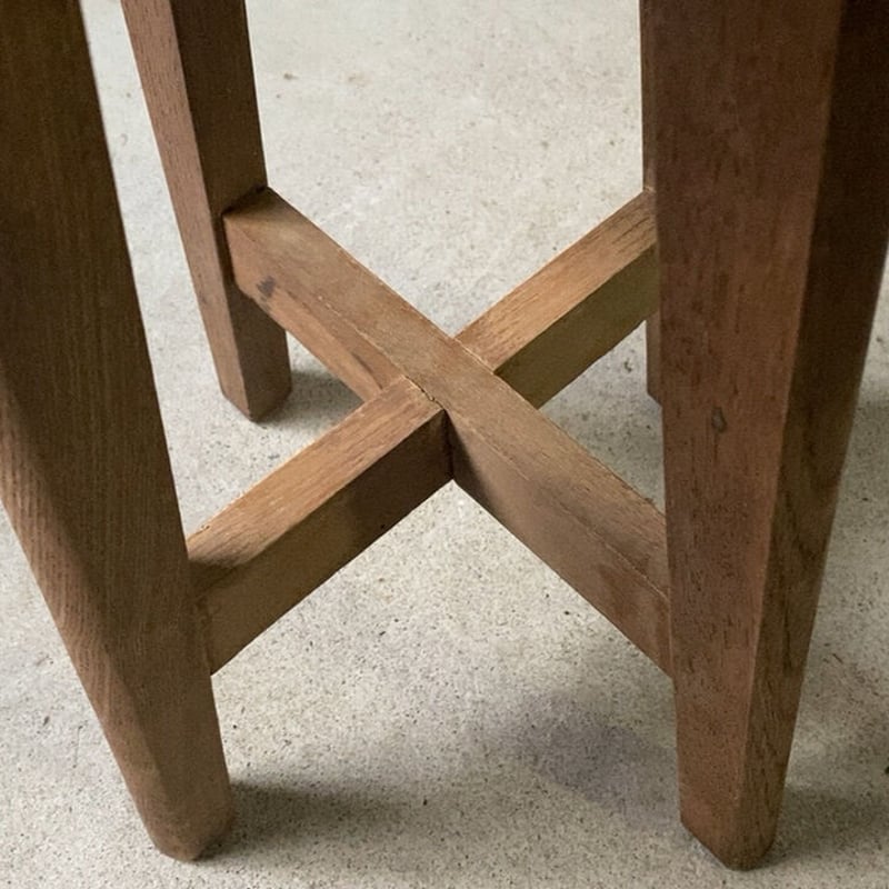 古い木製スツール 無塗装 白木 丸椅子 ヴィンテージスツール