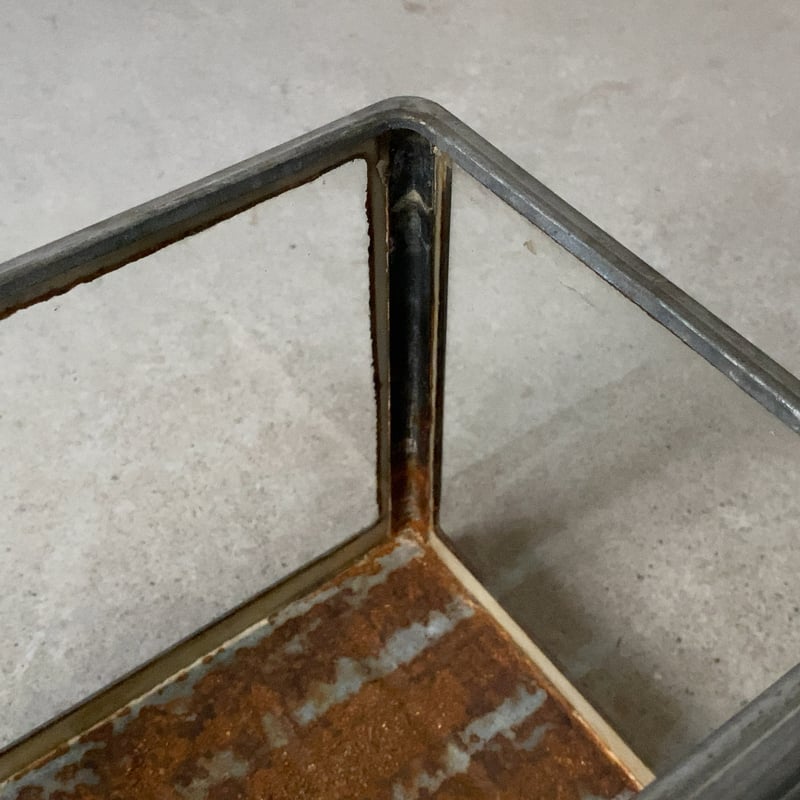 アンティーク 水槽 ブリキ製フレーム 脚あり小型水槽 古い硝子