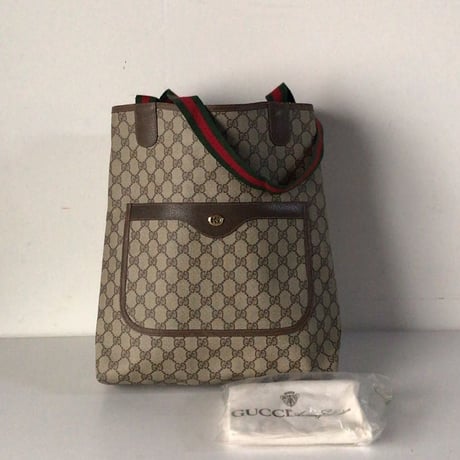 GUCCI オールドグッチ  トートバッグ　シェリーラインハンドル GG柄 コーティングキャンバス 保存袋付き 極美品　ヴィンテージバッグ