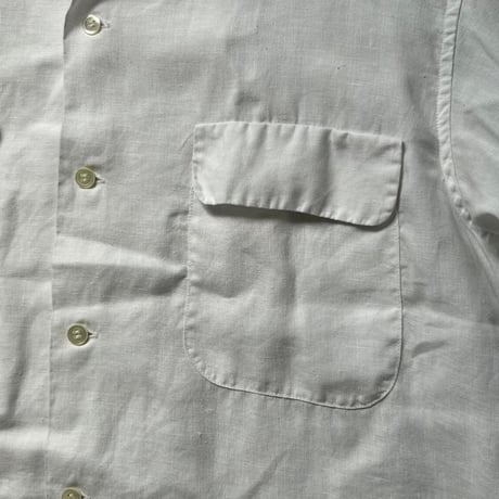 Harriss paris ハリス パリス  80s90sヴィンテージ オープンカラー リネンシャツ ホワイト フレンチアイビー フレンチトラッド mens40 良品