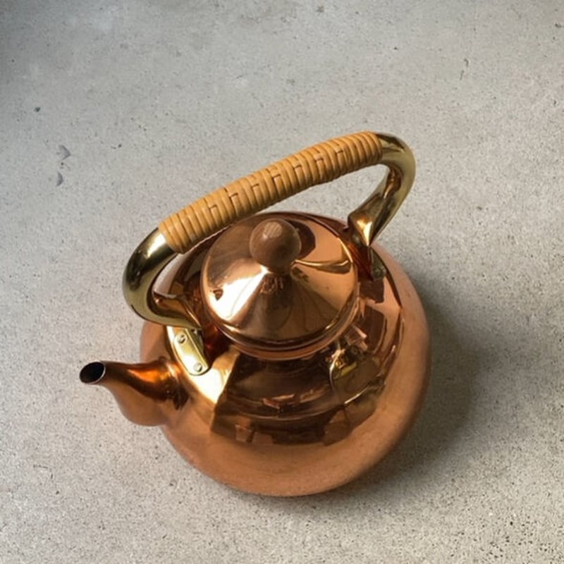 morico モリコ 森井金属製 籐巻き持ち手の銅ケトル 2L 木の摘み グッド