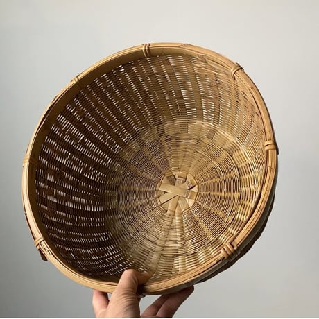 古い竹編みの飯籠 めしかご 水切り籠 野菜籠  幅約34cm 目飛び無くコンディション良好