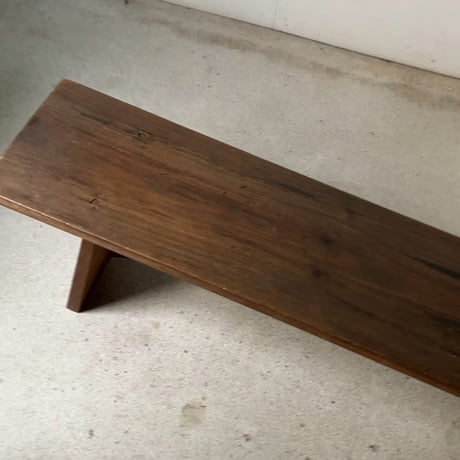 昭和期 木製ベンチ 花台 飾り台 踏み台  黒ヤケ ジャパンヴィンテージ 古道具 古家具 良品