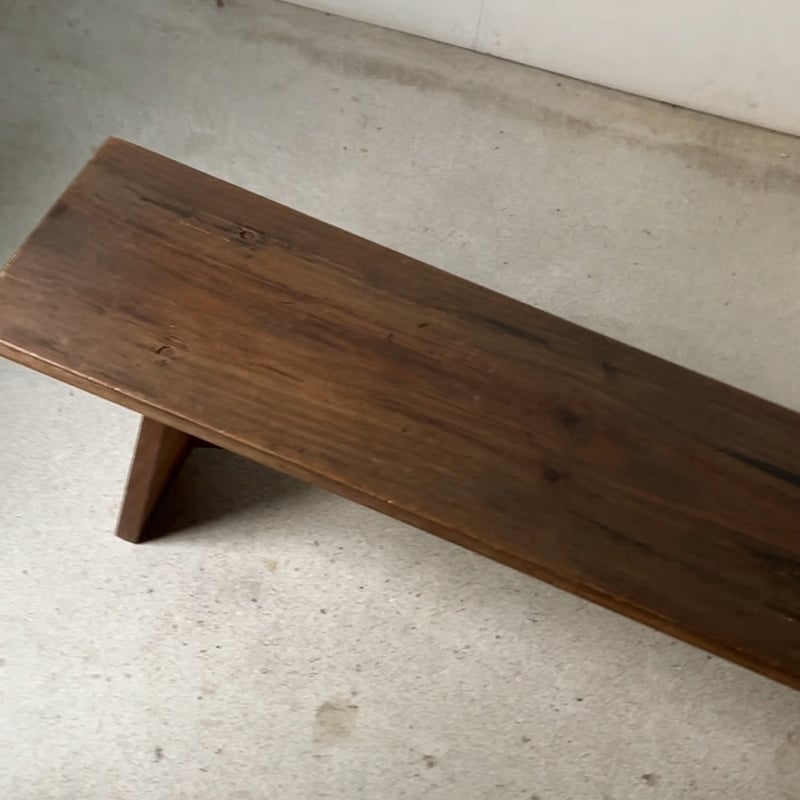 昭和期 木製ベンチ 花台 飾り台 踏み台 黒ヤケ ジャパンヴィンテージ