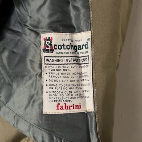 FABRINI ヴィンテージ トレンチコート ステンカラーコート グリーンベージュ シングル USA古着 黒タグ