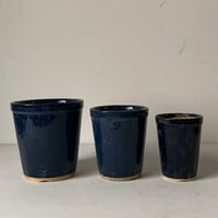 古い植木鉢. 瑠璃釉 紋様無3鉢セット　70sオールドポット 入れ子3サイズ。※1点1点微妙な個体差が有りますのでご了承下さい。