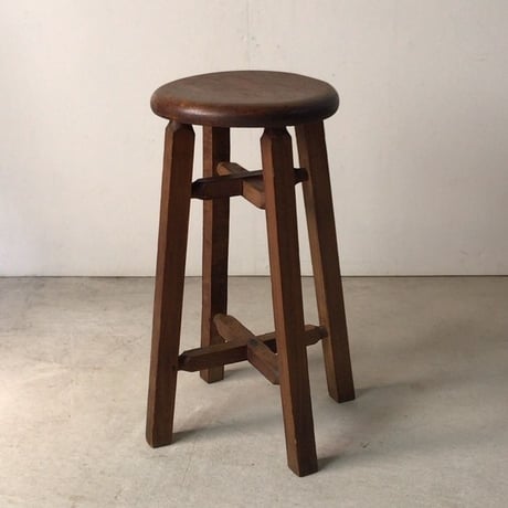 アンティーク 丸椅子  木製スツール  完品