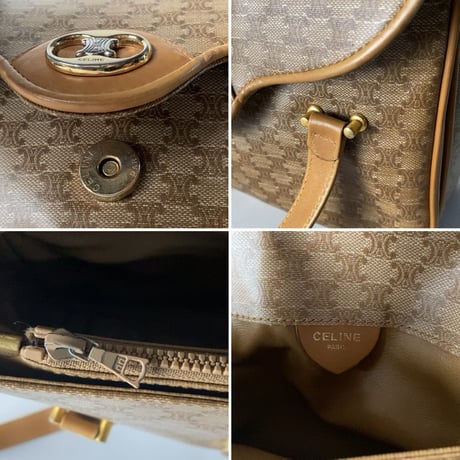 CELINE オールドセリーヌ マカダム ハンドバッグ 幅約22cm ヴィンテージハンドバッグ 鞄