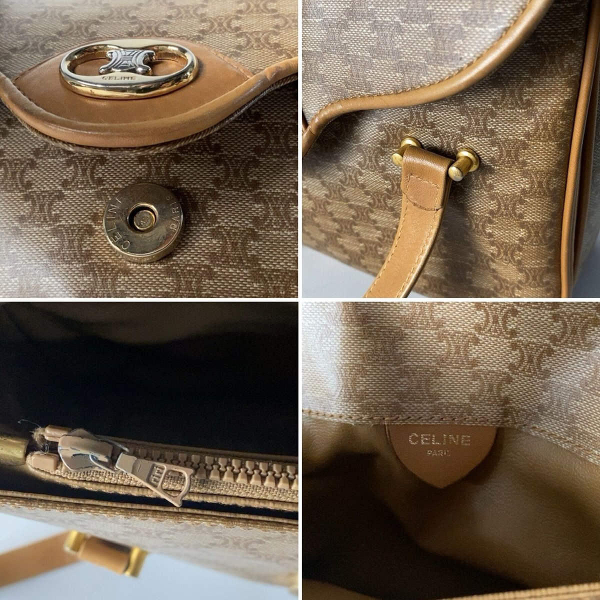 CELINE オールドセリーヌ マカダム ハンドバッグ 幅約22cm