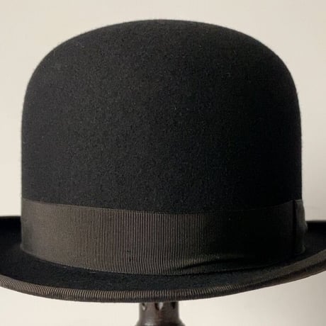 Teikokuhat co  帝国ハット HOKWAN BRAND  ヴィンテージボーラーハット ユニセックス 頭周約58.5cm ブラック  シルクハット 山高帽  紙タグ付きの美品