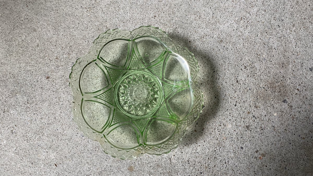 アンティーク プレスガラス レース皿 2枚 アンティーク プレスガラス デザートプレート 2客セット レース