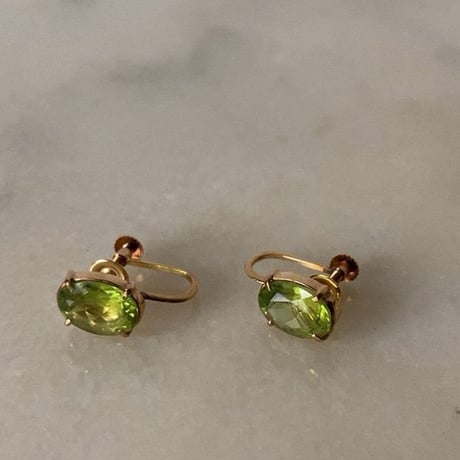 TENSHODO 銀座天賞堂  ペリドットK18YG  イヤリング 総重量2.0g  オールドジュエリー  レトロ天然石  ヴィンテージ宝石 70~80s
