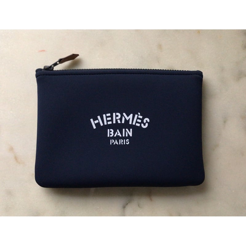 HERMES エルメス ネオバン PM フラットポーチ ネイビー/ブラック金具 ...