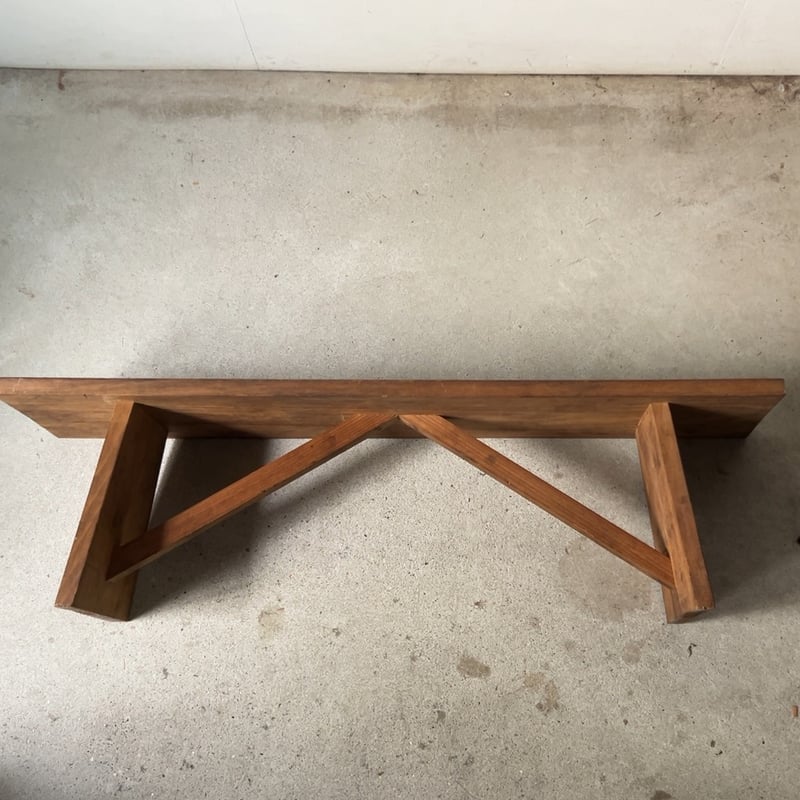 昭和期 木製ベンチ 花台 飾り台 踏み台 黒ヤケ ジャパンヴィンテージ