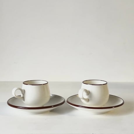 Sanwa サンワ(三和陶苑) カップ＆ソーサー  (1客の価格) ジャパンヴィンテージ ブラウンライン コーヒーカップ 美品