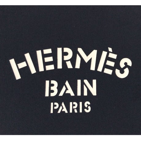 HERMES エルメス ネオバン PM フラットポーチ ネイビー/ブラック金具 ロゴ入りコスメポーチ 化粧ポーチ 小物入れ インバッグ 中古美品