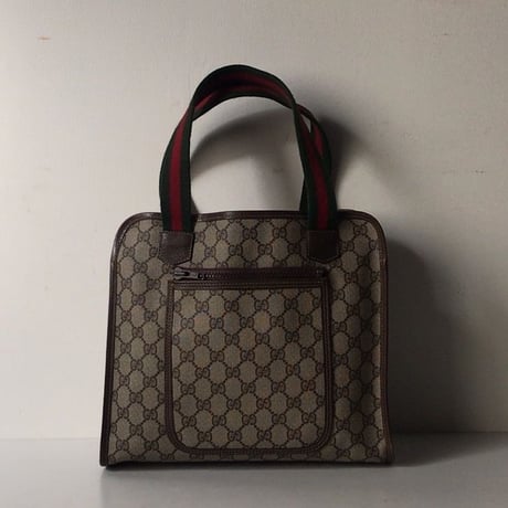 GUCCI グッチ  オールドグッチ  シェリーライン ハンドル  コーティングGGキャンバス/レザー トートバッグ  ヴィンテージ  中古美品