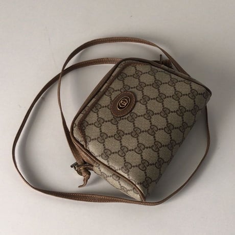 GUCCI グッチ  オールドグッチ  GGプラス コーティングキャンバス ポシェット ミニショルダー バッグ ブラウン  ヴィンテージ  中古美品