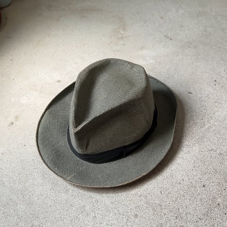Colombia panamahat ヴィンテージ パナマハット ユニセックス 頭周約55.5cm 水色 ブルーグレー 編み帽子 中折れ帽 麦わら帽子