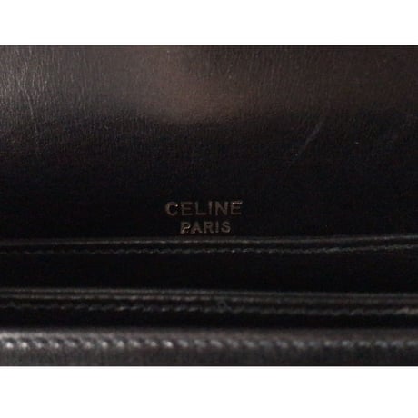 CELINE  セリーヌ  ゴールド馬車金具  カーフレザー  ショルダーバッグ   ブラック  ヴィンテージ  オールド   極美品