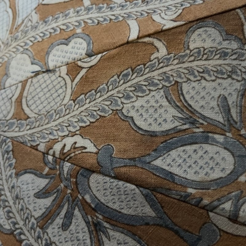 アンティーク日傘 型染 花柄 木彫りハンドル 竹ボタン 大正-昭和初期