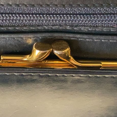 GUCCI  オールドグッチ  ロングウォレット ホースシューゴールド金具 ブラックスムースレザー 2つ折 がま口 70s80s ヴィンテージウォレット