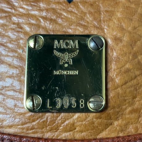 MCM オールドエムシーエム ヴィセトス柄 モノグラム コニャック ボールチェーン ミニミニショルダーバッグ フラップ ポシェット 中古美品