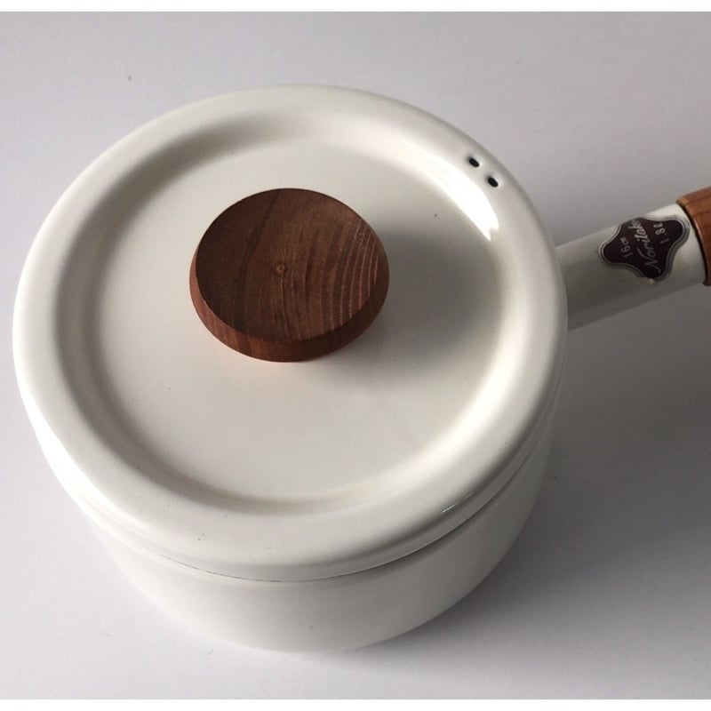 Noritake ノリタケ ヴィンテージ 琺瑯(ホーロー) 片手鍋 木製無垢持ち