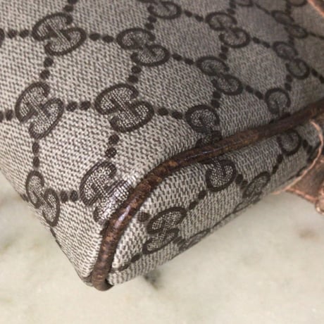 GUCCI グッチ オールドグッチ GGプラス コーティングキャンバス ポシェット ミニショルダー バッグ ブラウン ヴィンテージ 中古美品