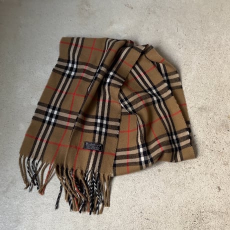 BURBERRYS バーバリーズ  LAMBSWOOL 100% ラムウール マフラー ベージュノバチェック　70s～80s イギリスヴィンテージ made in england 中古品