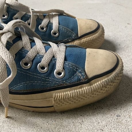 CONVERSE ALL STAR  コンバースオールスター 80’S USA製  銀箱  US3 1/2 (22.5cm)  希少(当て布/サイドステッチ/囲みロゴ) ライトブルー