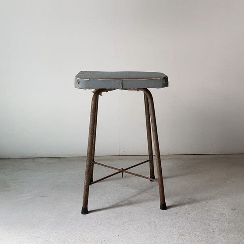 ヴィンテージ 鉄脚スツール ヴィンテージ アイアンスツール⑥ 無垢材 鉄脚 古家具 レトロ