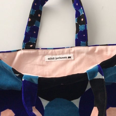 mina perhonen ミナペルホネン  フォレストリング    ベルベット  ブルー系／ピンク   ビームス別注 トートバッグ  中古美品