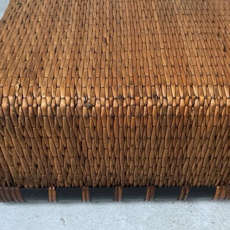 縁有り小型柳行李 平箱 幅約45cm 道具箱 ヤケ感良好 古い工芸品 古民藝