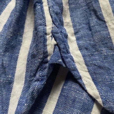 POLO RALPH LAUREN ポロ ラルフローレン 2020年製 クロップドリネンシャツ 青/白 ストライプ ドロップショルダー size XS  USED美品