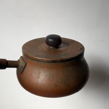 Old COPPER100 HOMEWARE 新光金属 コッパー100 ホームウェア 純銅片手鍋 木製ハンドル 木製摘み 銅鍋 ヴィンテージキッチンツール