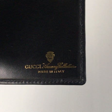 GUCCI オールドグッチ 2つ折りWホックコンパクトウォレット ミニ財布 レザー/ GGキャンバス ブラック 極美品　ヴィンテージウォレット