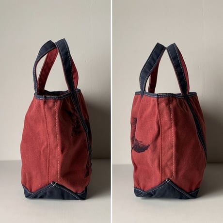 LLBean (オールド エルエルビーン) 90sミディアム トートバッグ  コヨーテ柄 キャンバス  ボルドー/ネイビー  ヴィンテージ トートバッグ 鞄  アニマル柄シリーズ 希少品