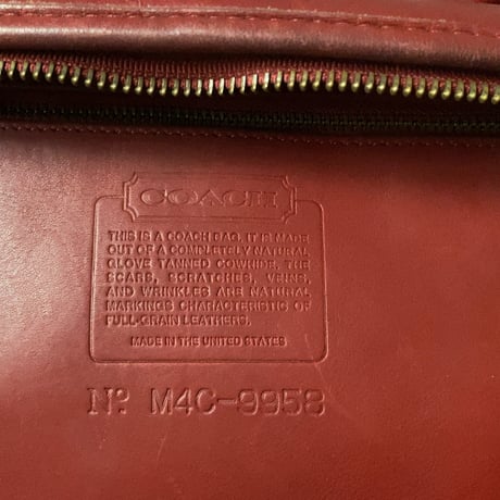 COACH 80s オールドコーチ レザーハンドバッグ 半円型 ファスナー開閉 ミニトート M4C-9958 アメリカ製  ヴィンテージコーチ中古良品