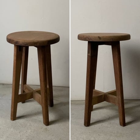 古い木製スツール 無塗装 白木 丸椅子 ヴィンテージスツール ナチュラル色 シンプルデザイン 美品