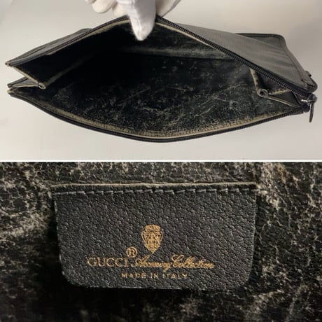 GUCCI オールドグッチ インターロッキング GG柄コーティングキャンバス ブラック/グレー  セカンドバッグ  ポーチ インバッグ ヴィンテージ 鞄 31cm