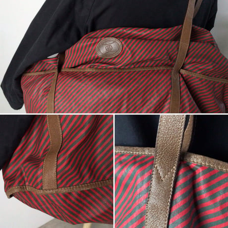 GUCCI オールドグッチ リゲイトライン (ストライプ柄)  ショッピングバッグ メッセンジャー仕様可 ヴィンテージ 80s 希少ライン