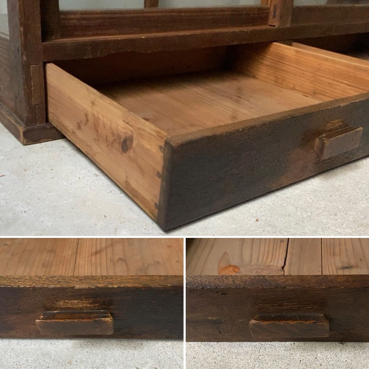 引取限定】茨城県ショーケースゆらゆらガラス木製古家具アンティーク