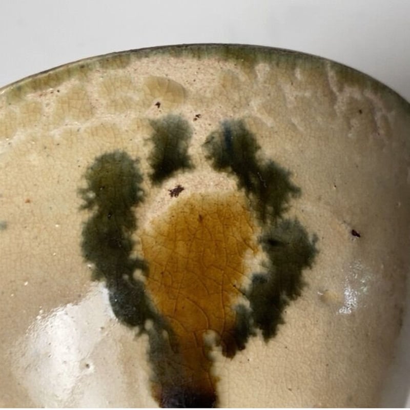 古琉球 やちむん 4.5寸マカイ 古作 登窯 犬の足跡模様 呉須と飴釉の2色