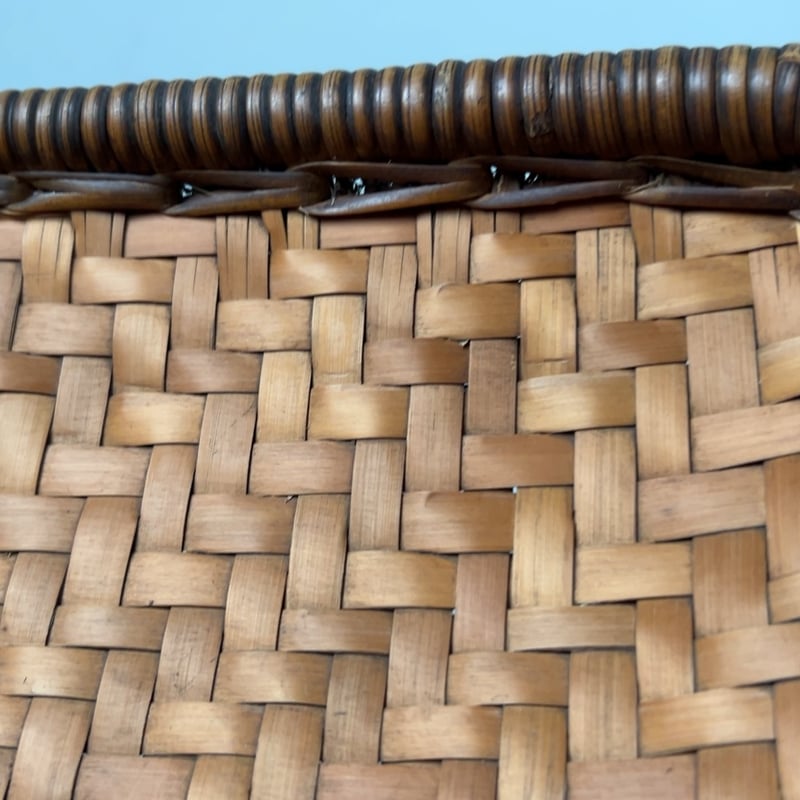 世界の民藝 フィリピン イフガオ族の古い角型の民藝笊(53cm) 平籠