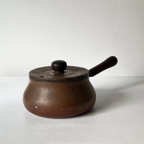 Old COPPER100 HOMEWARE 新光金属 コッパー100 ホームウェア 純銅片手鍋 木製ハンドル 木製摘み 銅鍋 ヴィンテージキッチンツール