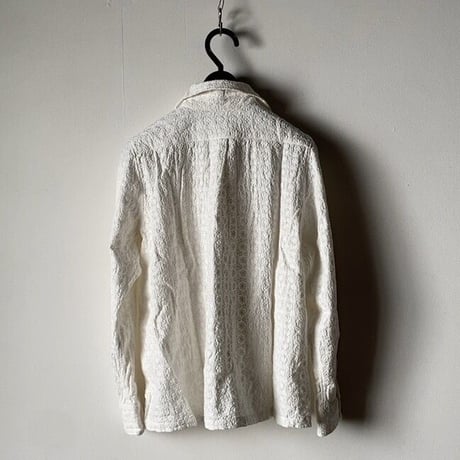BOHEMIANS  ボヘミアンズ   総刺繍  花柄  ボタンシャツ ラウンドカラー サイズ 2  白シャツ 中古美品