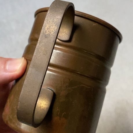ヴィンテージ銅マグ  メーカー不明  2本ライン  ヤケ感お色目良好  コッパーマグカップ  アイスコーヒー ビアマグ