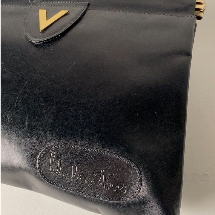 VALENTINO ブラックレザー クラッチバッグ VALENTINO オールドヴァレンチノ レザークラッチバッグ ブラック